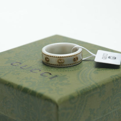18K Double Gucci Interlocking Gucci Icon White Zirconia Ring