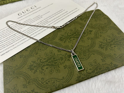 Double Gucci Enamel Pendant Necklace