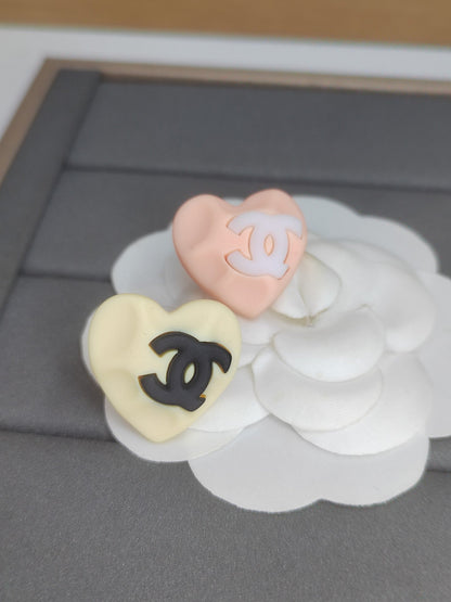 18K  Chanel Pink & Yellow Resin Earrings