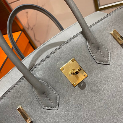 HERMES BIRKIN 30CM GREY SWIFT LEATHER GOLD HARDWARE