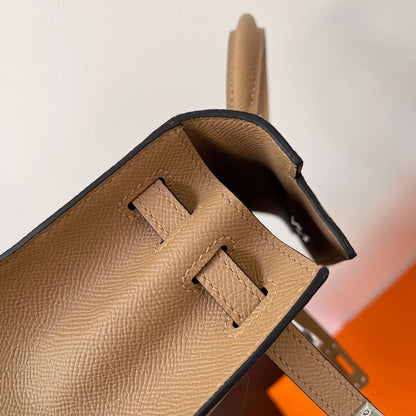HERMES KELLY 25CM BEIGE EPSOM LEATHER SILVER HARDWARE