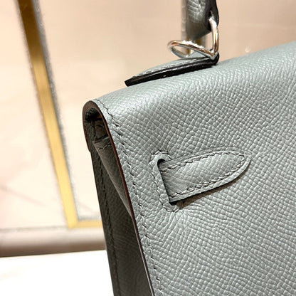 HERMES KELLY 25CM GRIS MOUETTE EPSOM LEATHER SILVER HARDWARE