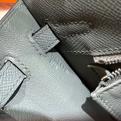 HERMES KELLY 25CM GRIS MOUETTE EPSOM LEATHER SILVER HARDWARE