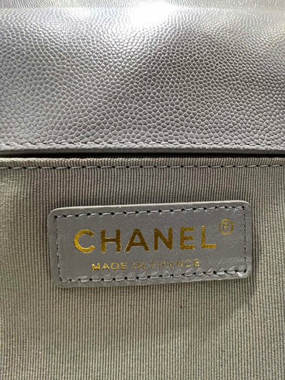 CHANEL BOY BAG MEDIUM 25 GREY CAVIAR GOLD HARDWARE
