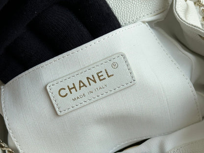 CHANEL SMALL BACKPACK 20.5 WHITE GRAINED CALFSKIN