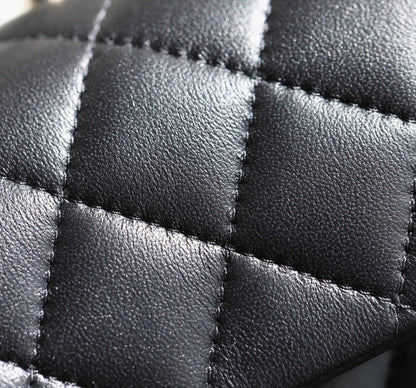 CHANEL FLAP BAG 23 BLACK LAMBSKIN GOLD HARDWARE TOPHAND