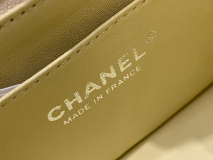 CHANEL MINI SQUARE FLAP BAG 17CM YELLOW LAMBSKIN SILVER HARDWARE