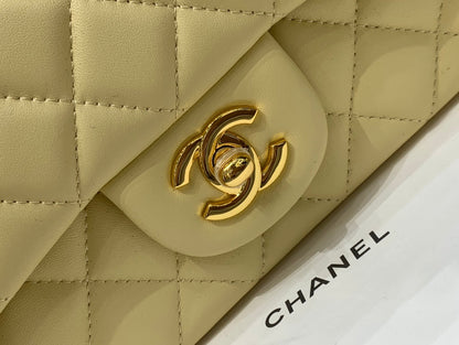CHANEL MINI RECTANGLE FLAP BAG 20CM YELLOW LAMBSKIN GOLD HARDWARE