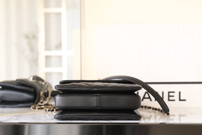 CHANEL TRENDY 20CM BLACK LAMBSKIN GOLD HARDWARE