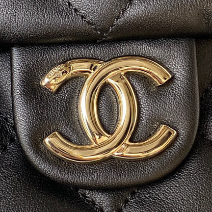 CHANEL LARGE HOBO 37CM BLACK LAMBSKIN GOLD HARDWARE