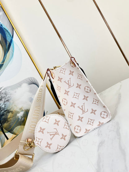 LOUIS VUITTON ONTHEGO 25 WHITE BROWN MONOGRAM CANVAS