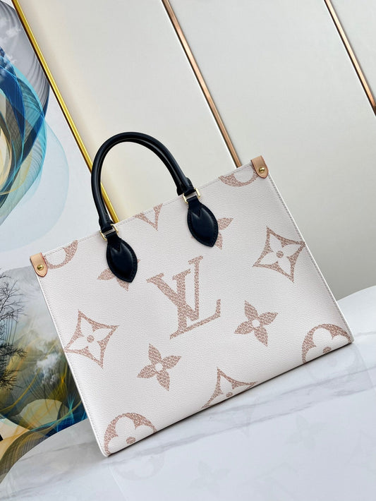 LOUIS VUITTON ONTHEGO 35 WHITE BROWN MONOGRAM CANVAS