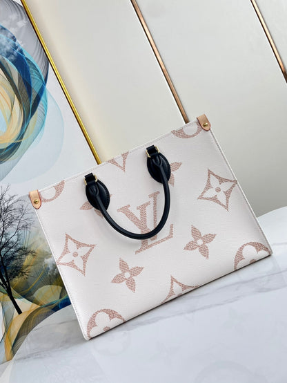 LOUIS VUITTON ONTHEGO 35 WHITE BROWN MONOGRAM CANVAS