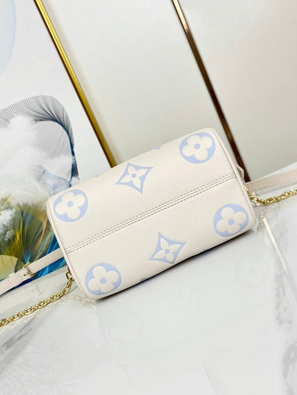 LOUIS VUITTON SPEEDY 20.5 WHITE BLUE MONOGRAM CANVAS