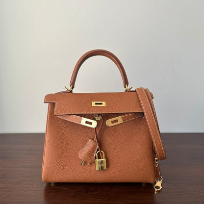 HERMES KELLY 25CM GOLD TOGO GOLD HARDWARE