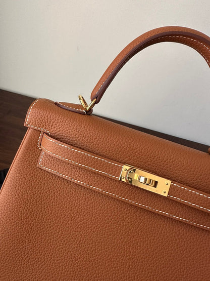 HERMES KELLY 25CM GOLD TOGO GOLD HARDWARE