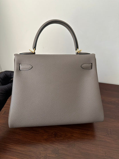 HERMES KELLY 28CM ETAIN TOGO GOLD HARDWARE