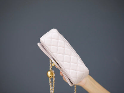 CHANEL MINI RECTANGLE FLAP BAG 20CM LIGHT PINK LAMBSKIN GOLD HARDWARE