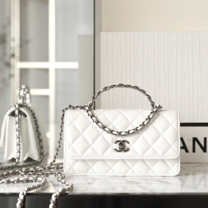 CHANEL WOC 18.5 WHITE LAMBSKIN SILVER HARDWARE