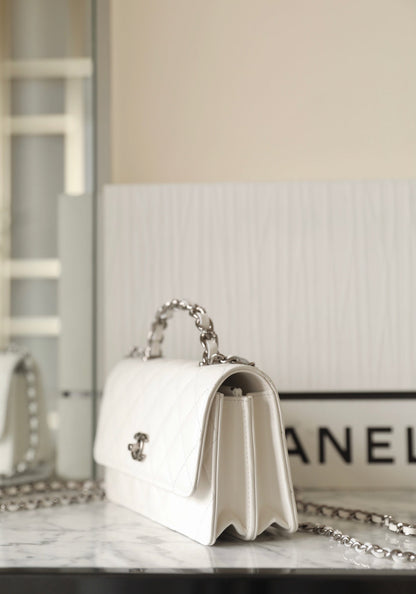 CHANEL WOC 18.5 WHITE LAMBSKIN SILVER HARDWARE