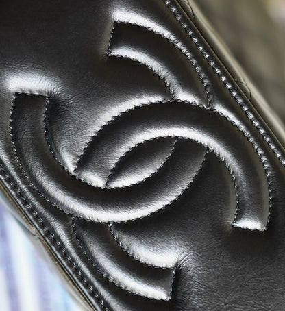 CHANEL VANITY CASE 17 BLACK LAMBSKIN SILVER HARDWARE
