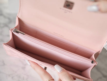 CHANEL WOC 18.5 PINK LAMBSKIN SILVER HARDWARE