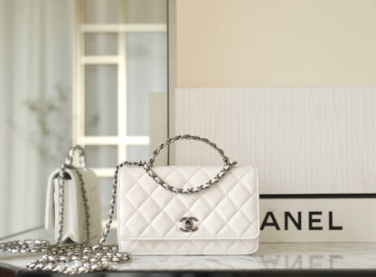 CHANEL WOC 19 WHITE LAMBSKIN SILVER HARDWARE