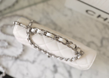 CHANEL WOC 19 WHITE LAMBSKIN SILVER HARDWARE