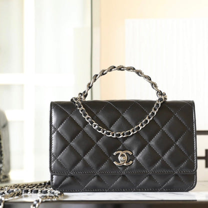 CHANEL WOC 19 BLACK LAMBSKIN SILVER HARDWARE