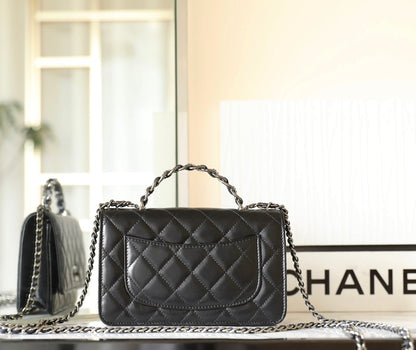 CHANEL WOC 19 BLACK LAMBSKIN SILVER HARDWARE