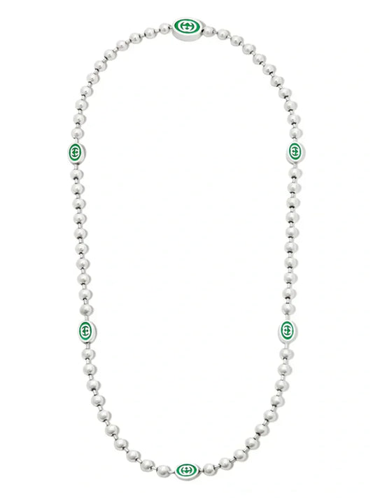 Double Gucci Interlocking Gucci Green Necklace