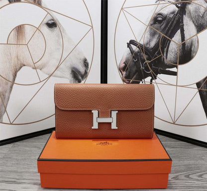 HERMES CLUTCH CONSTANCE 20.5 BROWN CALFSKIN SILVER HARDWARE