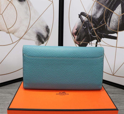 HERMES CLUTCH CONSTANCE 20.5 SAPPHIRE CALFSKIN SILVER HARDWARE