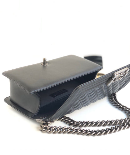 CHANEL MEDIUM 25 BOY BAG IN BLACK LAMBSKIN SILVER HARDWARE