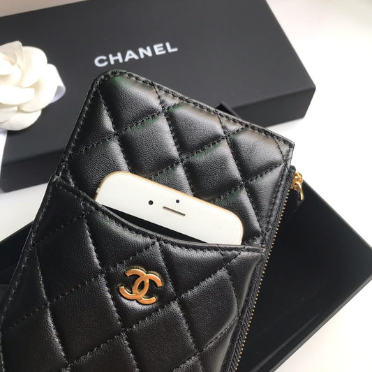CHANEL MOBILE PURSE 19.5 BLACK GRAINED CALFSKIN GOLD ICON
