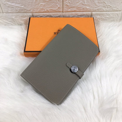 HERMES DOGON WALLET 20 GRAY GRAINED CALFSKIN