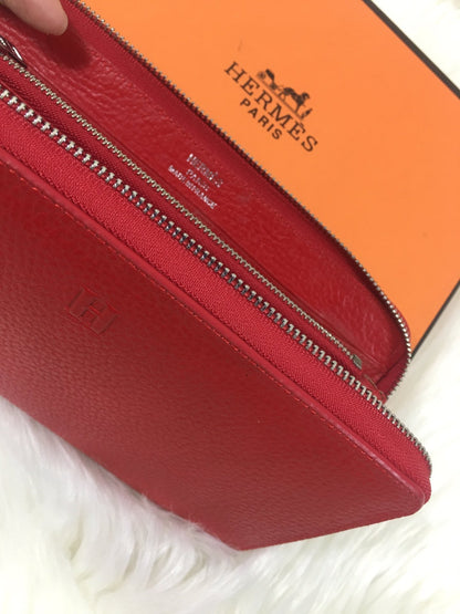 HERMES SILK'IN CLASSIC WALLET 20 APPLE GRAINED CALFSKIN