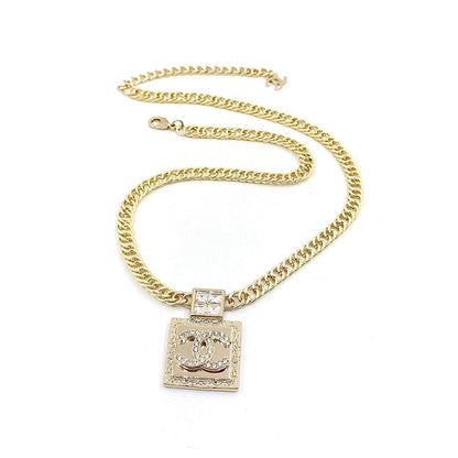 18K  Chanel Metal & Diamond Pendant Necklace