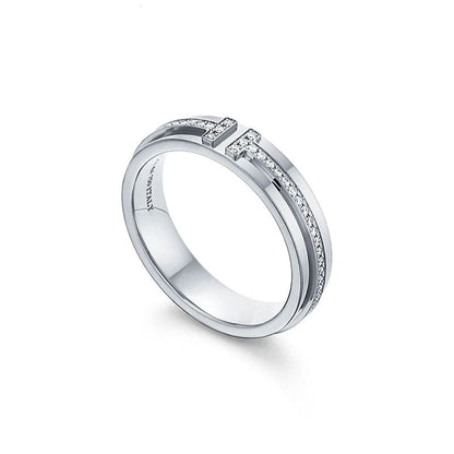 18K White Gold Tiffany Narrow Diamond Ring