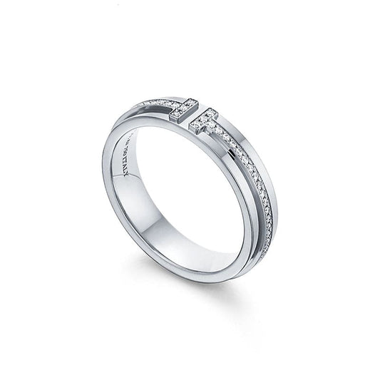 18K White Gold Tiffany Narrow Diamond Ring