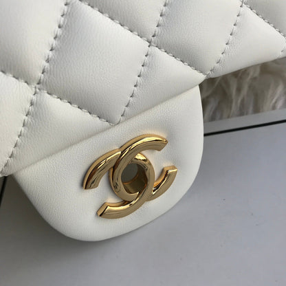 CHANEL MINI 20 BAG IN WHITE CALFSKIN GOLD HARDWARE