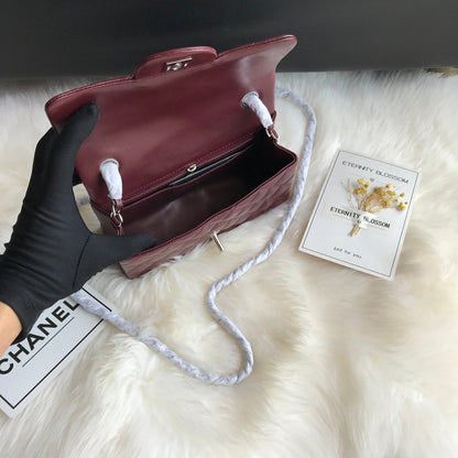 CHANEL MINI 20 BAG IN RED BROWN CALFSKIN GOLD HARDWARE