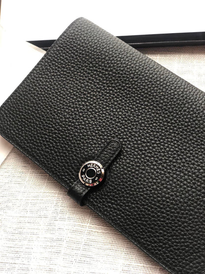 HERMES Dogon Wallet 20 Black Togo Shw