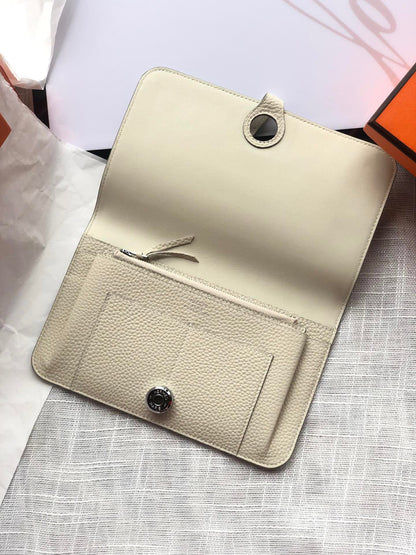 HERMES Dogon Wallet 20 Beige Togo Shw