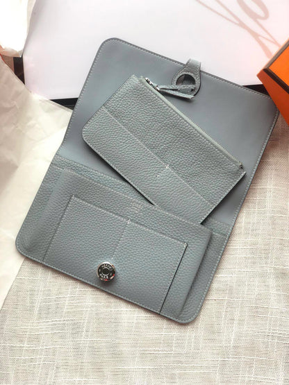 HERMES Dogon Wallet 20 Navy Blue Togo Shw