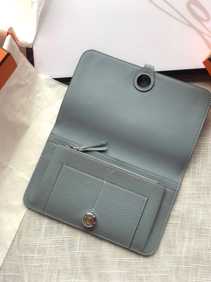 HERMES Dogon Wallet 20 Navy Blue Togo Shw