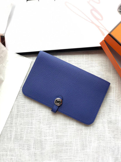 HERMES DOGON WALLET 20 AZURE CALFSKIN