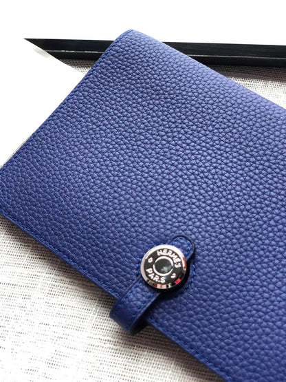 HERMES DOGON WALLET 20 AZURE CALFSKIN