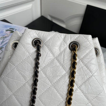 CHANEL GRABRIELLE SMALL 24 BACKPACK IN WHITE MIX BLACK CALFSKIN