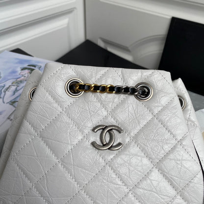 CHANEL GRABRIELLE SMALL 24 BACKPACK IN WHITE MIX BLACK CALFSKIN